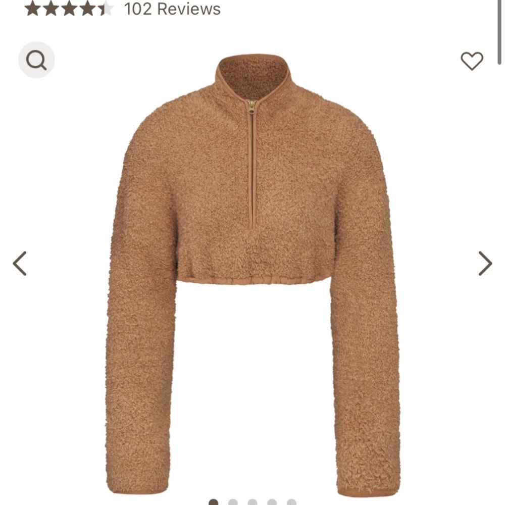 SKIMS Cozy Knit Cropped Pullover in Camel